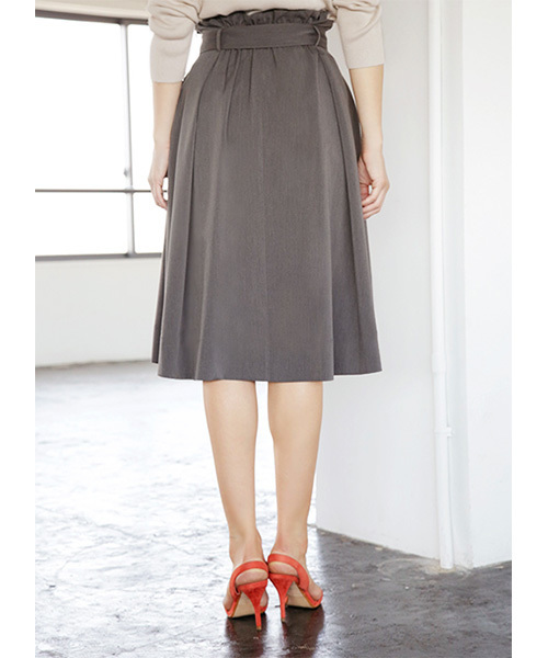 STYLE DELI(スタイルデリ)の「リボン付きハイウエストフレアスカート(スカート・レディース・ブラック/グレー・SMALL/MEDIUM)」の6枚目の写真