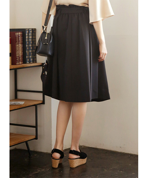 STYLE DELI(スタイルデリ)の「リボン付きハイウエストフレアスカート(スカート・レディース・ブラック/グレー・SMALL/MEDIUM)」の16枚目の写真