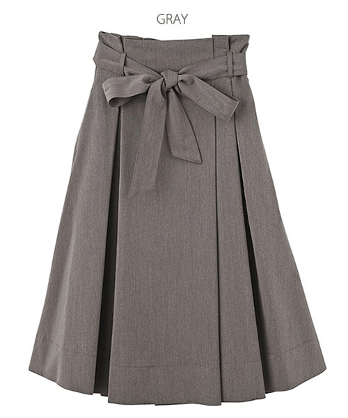STYLE DELI(スタイルデリ)の「リボン付きハイウエストフレアスカート(スカート・レディース・ブラック/グレー・SMALL/MEDIUM)」の19枚目の写真