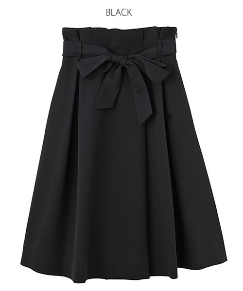 STYLE DELI(スタイルデリ)の「リボン付きハイウエストフレアスカート(スカート・レディース・ブラック/グレー・SMALL/MEDIUM)」の20枚目の写真