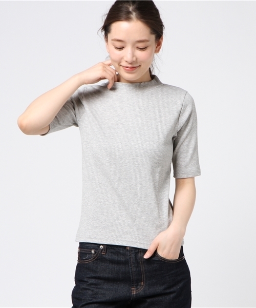 Honeys（ハニーズ）の「ハイネックプルオーバー（Tシャツ/カットソー・レディース・ブラック/ホワイト×ブラック/オフホワイト/ブラック系その他/杢グレー/ブルー系その他/ピンク・L/M）」の5枚目の写真