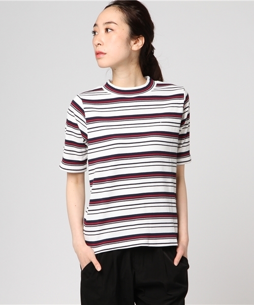 Honeys（ハニーズ）の「ハイネックプルオーバー（Tシャツ/カットソー・レディース・ブラック/ホワイト×ブラック/オフホワイト/ブラック系その他/杢グレー/ブルー系その他/ピンク・L/M）」の6枚目の写真