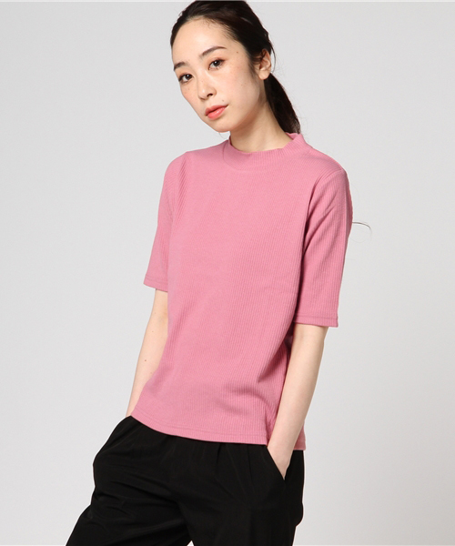 Honeys（ハニーズ）の「ハイネックプルオーバー（Tシャツ/カットソー・レディース・ブラック/ホワイト×ブラック/オフホワイト/ブラック系その他/杢グレー/ブルー系その他/ピンク・L/M）」の7枚目の写真