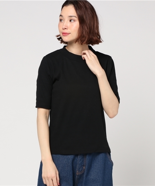 Honeys（ハニーズ）の「ハイネックプルオーバー（Tシャツ/カットソー・レディース・ブラック/ホワイト×ブラック/オフホワイト/ブラック系その他/杢グレー/ブルー系その他/ピンク・L/M）」の3枚目の写真