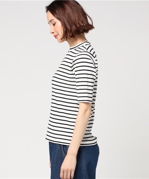 Honeys（ハニーズ）の「ハイネックプルオーバー（Tシャツ/カットソー・レディース・ブラック/ホワイト×ブラック/オフホワイト/ブラック系その他/杢グレー/ブルー系その他/ピンク・L/M）」の9枚目の写真