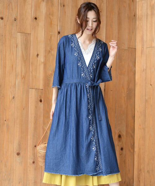 Rps アールピーエス の 刺繍ガウンデニムシャツワンピース シャツワンピース Wear