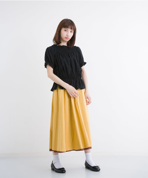 MERLOT（メルロー）の「ギャザーオフショルトップス1054（シャツ/ブラウス・レディース・ブラック/オフホワイト/ベージュ/レッド・FREE）」の9枚目の写真