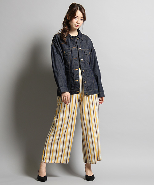 Honeys（ハニーズ）の「３シーズン活躍するビッグＧジャン（デニムジャケット・レディース・ワンウォッシュ/インディゴブルー/ケミカルウォッシュ・M/L）」の11枚目の写真