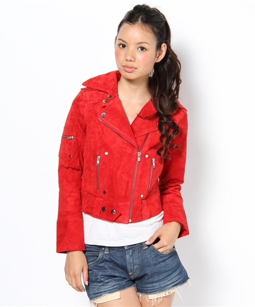 ROSE BUD(ローズバッド)の「(GOOSE CRAFT)BIKER406 SILKY PIG SPL RIDERS JACKET(ライダースジャケット・レディース・ブラック×ゴールド/ブラウン系その他/グレイッシュベージュ/ライトグリーン/コーラル/レッド系その他・SMALL/MEDIUM)」の6枚目の写真