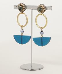 ビジュー刺繍&ハーフムーンピアス TP18053