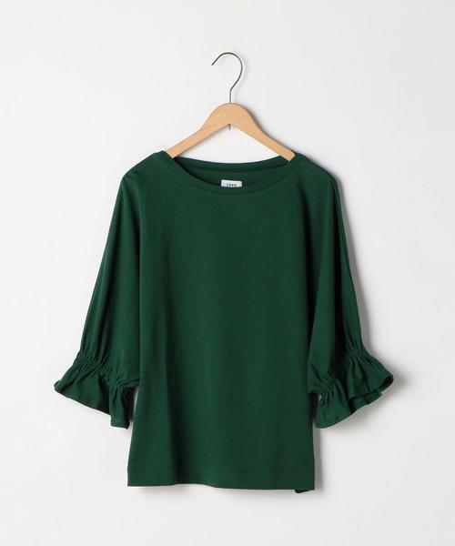 coen(コーエン)の「【接触冷感】梨地ギャザースリーブカットソー(Tシャツ/カットソー・レディース・ブラック/ライトピンク/ダークグリーン・FREE)」の3枚目の写真