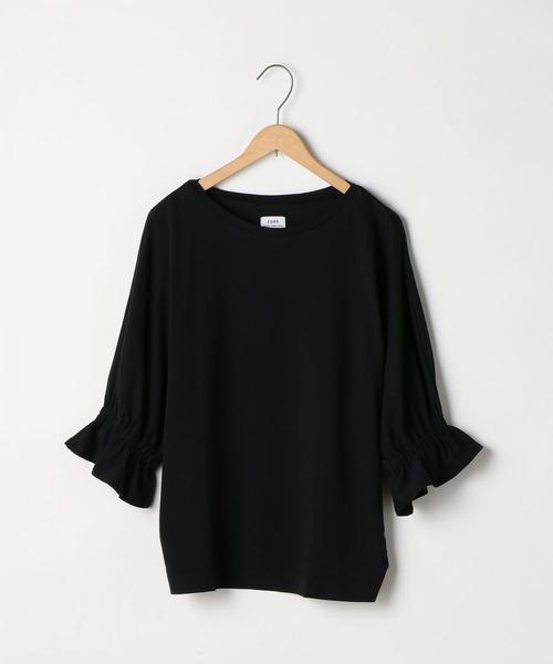 coen(コーエン)の「【接触冷感】梨地ギャザースリーブカットソー(Tシャツ/カットソー・レディース・ブラック/ライトピンク/ダークグリーン・FREE)」の9枚目の写真