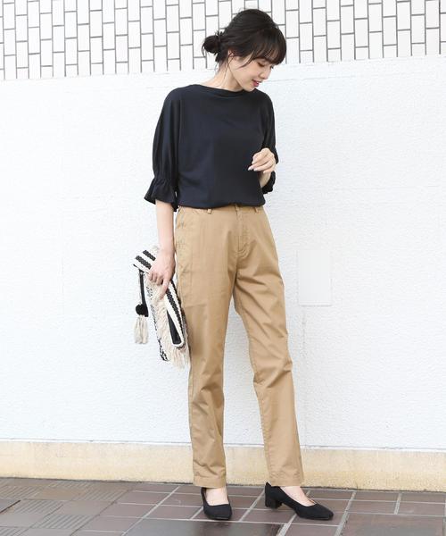 coen(コーエン)の「【接触冷感】梨地ギャザースリーブカットソー(Tシャツ/カットソー・レディース・ブラック/ライトピンク/ダークグリーン・FREE)」の11枚目の写真