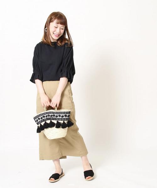 coen(コーエン)の「【接触冷感】梨地ギャザースリーブカットソー(Tシャツ/カットソー・レディース・ブラック/ライトピンク/ダークグリーン・FREE)」の13枚目の写真