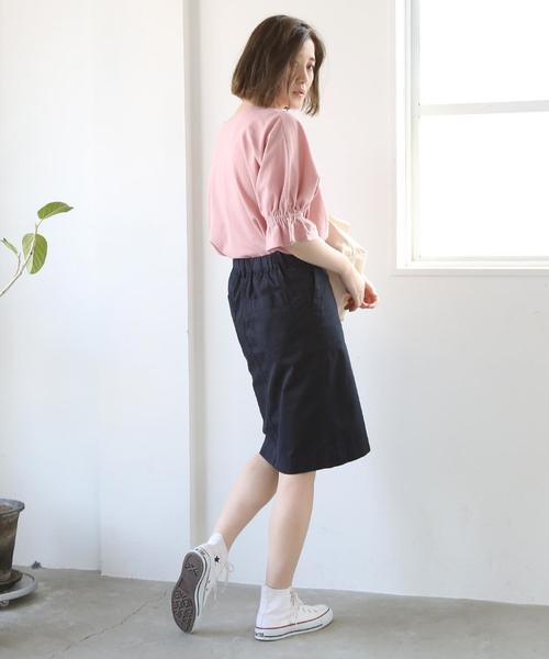 coen(コーエン)の「【接触冷感】梨地ギャザースリーブカットソー(Tシャツ/カットソー・レディース・ブラック/ライトピンク/ダークグリーン・FREE)」の17枚目の写真