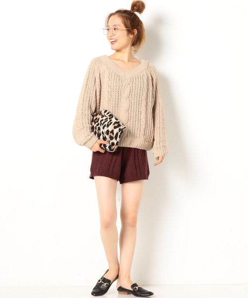 archives（アルシーヴ）の「【SETUPにも】ケーブルショートパンツ（その他パンツ・レディース・ベージュ/オフホワイト/ワインレッド・MEDIUM）」の8枚目の写真