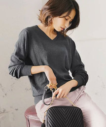 Pierrot | カシミア5%混 ふんわり上質UネックorVネックカシミア混ニット(ニット/セーター)
