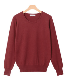 カシミア5%混 ふんわり上質UネックorVネックカシミア混ニット