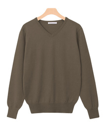 カシミア5%混 ふんわり上質UネックorVネックカシミア混ニット