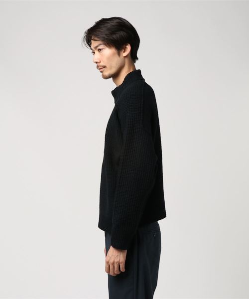 WRAPINKNOT(ラッピンノット)の「【WRAPINKNOT】WK18W-PO10M(ニット/セーター・メンズ・ブラック/オフホワイト・2/3)」の4枚目の写真