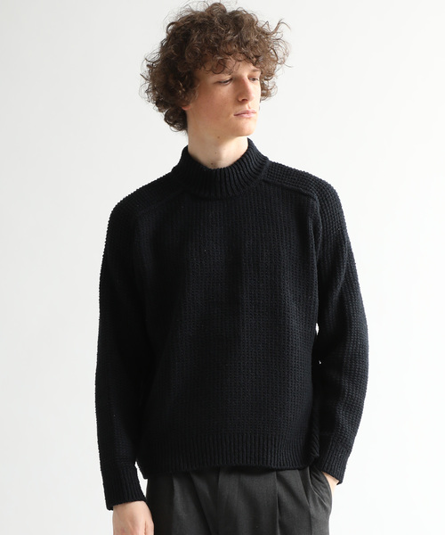 WRAPINKNOT(ラッピンノット)の「【WRAPINKNOT】WK18W-PO10M(ニット/セーター・メンズ・ブラック/オフホワイト・2/3)」の2枚目の写真