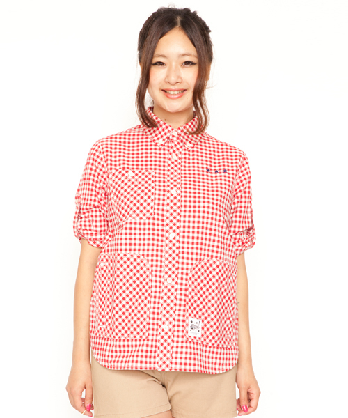 X-girl（エックスガール）の「MARCH SISTERS SHIRT（シャツ/ブラウス・レディース・ブラック/レッド/ネイビー/ライトブルー・1/2）」の8枚目の写真