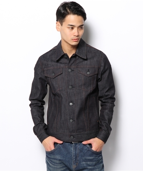 WHO'S WHO gallery（フーズフーギャラリー）の「デニムGジャン（デニムジャケット・メンズ・インディゴブルー/ブラック・SMALL/MEDIUM/LARGE）」の2枚目の写真