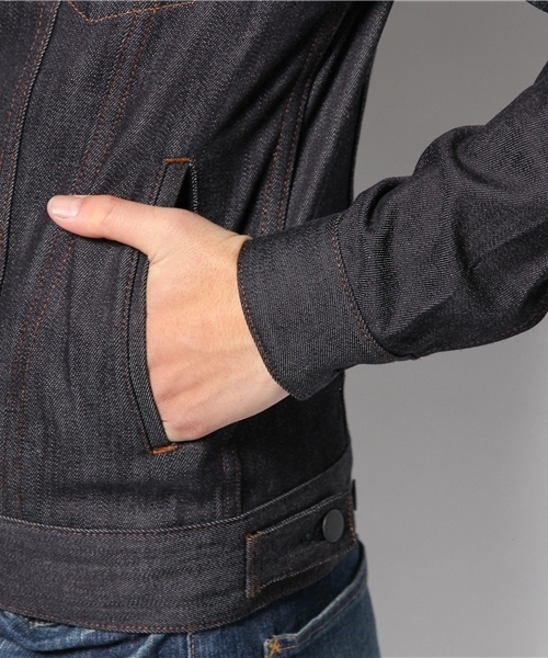 WHO'S WHO gallery（フーズフーギャラリー）の「デニムGジャン（デニムジャケット・メンズ・インディゴブルー/ブラック・SMALL/MEDIUM/LARGE）」の12枚目の写真