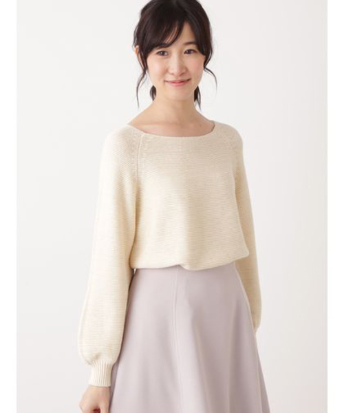 NATURAL BEAUTY BASIC（ナチュラルビューティーベーシック）の「スプリングラメガーターニット（ニット/セーター・レディース・グレー/オフホワイト/イエロー/ブルー・MEDIUM）」の4枚目の写真