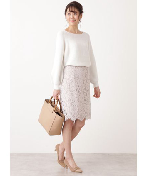 NATURAL BEAUTY BASIC（ナチュラルビューティーベーシック）の「スプリングラメガーターニット（ニット/セーター・レディース・グレー/オフホワイト/イエロー/ブルー・MEDIUM）」の5枚目の写真