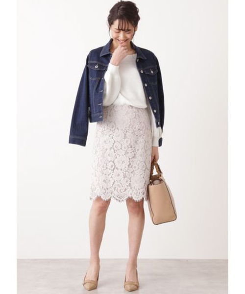 NATURAL BEAUTY BASIC（ナチュラルビューティーベーシック）の「スプリングラメガーターニット（ニット/セーター・レディース・グレー/オフホワイト/イエロー/ブルー・MEDIUM）」の8枚目の写真