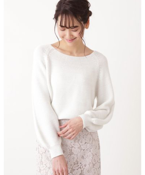 NATURAL BEAUTY BASIC（ナチュラルビューティーベーシック）の「スプリングラメガーターニット（ニット/セーター・レディース・グレー/オフホワイト/イエロー/ブルー・MEDIUM）」の9枚目の写真