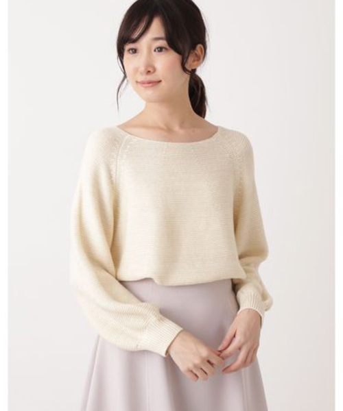 NATURAL BEAUTY BASIC（ナチュラルビューティーベーシック）の「スプリングラメガーターニット（ニット/セーター・レディース・グレー/オフホワイト/イエロー/ブルー・MEDIUM）」の19枚目の写真