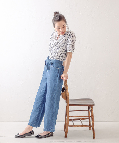 Petit Honfleur（プチオンフルール）の「◇カタログ掲載◇小花柄ブラウス（シャツ/ブラウス・レディース・グリーン/ホワイト・11号/9号/13号）」の9枚目の写真