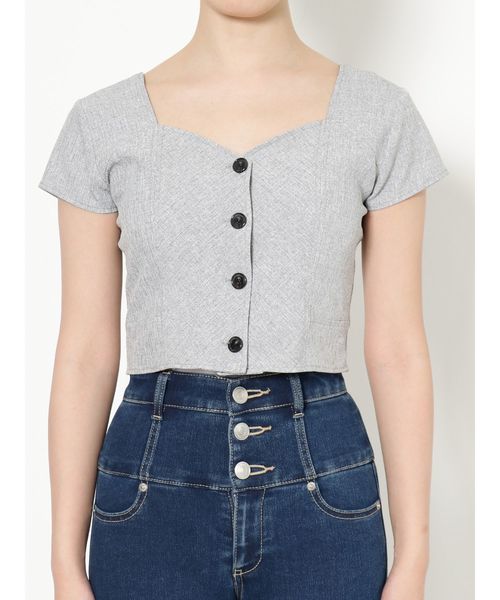 EMODA（エモダ）の「SWITCHINGショートトップ（Tシャツ/カットソー・レディース・ブラック/ベージュ/グレー・FREE）」の8枚目の写真