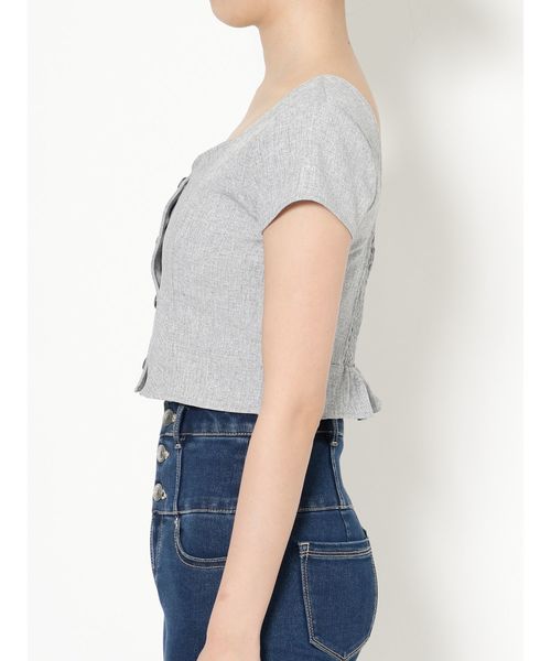 EMODA（エモダ）の「SWITCHINGショートトップ（Tシャツ/カットソー・レディース・ブラック/ベージュ/グレー・FREE）」の9枚目の写真