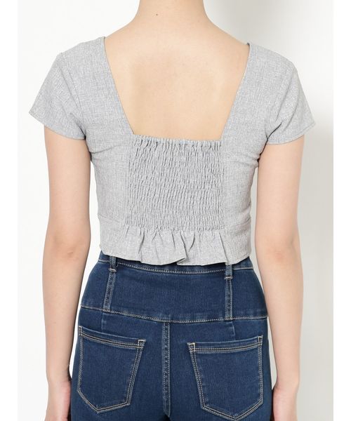 EMODA（エモダ）の「SWITCHINGショートトップ（Tシャツ/カットソー・レディース・ブラック/ベージュ/グレー・FREE）」の10枚目の写真