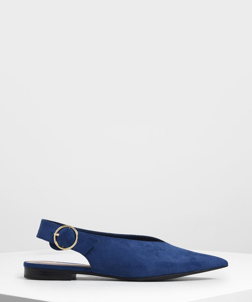 CHARLES & KEITH(チャールズ & キース)の「ヴイカット スリングバックフラット / V-Cut Slingback Flats(サンダル・レディース・ブラック/ダークブルー/ライラック・22.5cm/23cm/23.5cm/24.5cm)」の1枚目の写真