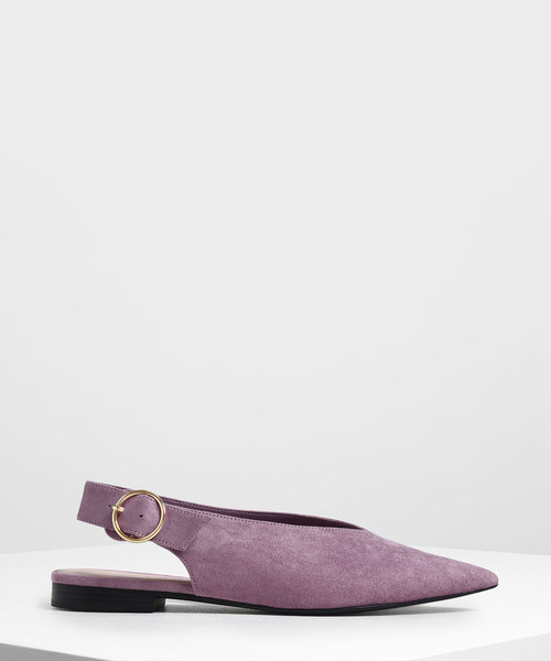 CHARLES & KEITH(チャールズ & キース)の「ヴイカット スリングバックフラット / V-Cut Slingback Flats(サンダル・レディース・ブラック/ダークブルー/ライラック・22.5cm/23cm/23.5cm/24.5cm)」の3枚目の写真