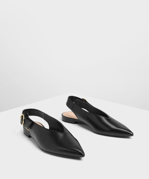 CHARLES & KEITH(チャールズ & キース)の「ヴイカット スリングバックフラット / V-Cut Slingback Flats(サンダル・レディース・ブラック/ダークブルー/ライラック・22.5cm/23cm/23.5cm/24.5cm)」の5枚目の写真