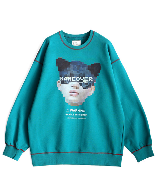 SHAREEF（シャリーフ）の「"DOT CAT" BIG SWEAT（スウェット・メンズ・ホワイト/ブラック/ターコイズブルー/オレンジ/マジェンタ・2/3/1）」の3枚目の写真