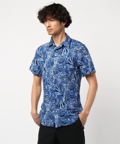 EDIFICE（エディフィス）の「Matteucci / Belesto 別注 リーフパターン オープンカラー シャツ（シャツ/ブラウス・メンズ・ブルー・MEDIUM/SMALL）」の4枚目の写真