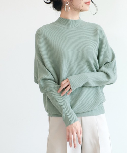 coca（coca）（コカ）の「しっとりやわらか ボトルネックドルマンニット（ニット/セーター・レディース・ブラック/ベージュ/ブラウン/アイボリー/ブルー/グリーン/パープル/イエロー/ブルー系その他/ライトブルー/チャコール・ONE SIZE/L/M）」の6枚目の写真