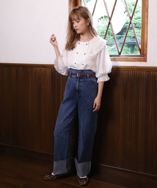 one after another NICE CLAUP（ワンアフターアナザーナイスクラップ）の「衿フリルダブルボタンブラウス（シャツ/ブラウス・レディース・オフホワイト/ピンクベージュ/ワインレッド・FREE）」の13枚目の写真