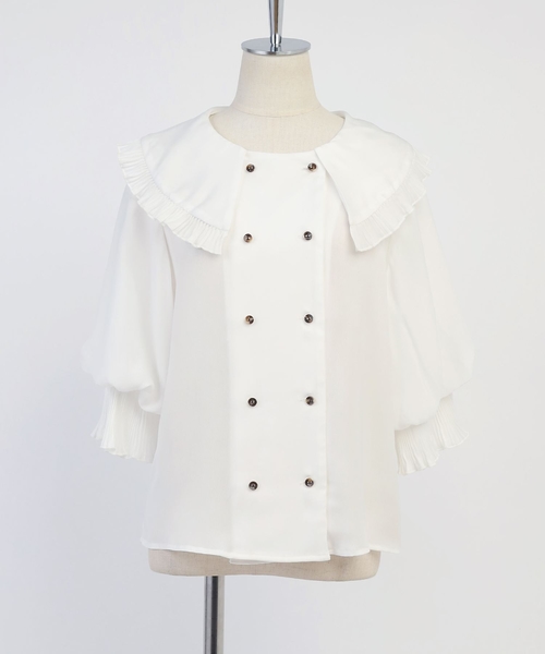one after another NICE CLAUP（ワンアフターアナザーナイスクラップ）の「衿フリルダブルボタンブラウス（シャツ/ブラウス・レディース・オフホワイト/ピンクベージュ/ワインレッド・FREE）」の17枚目の写真