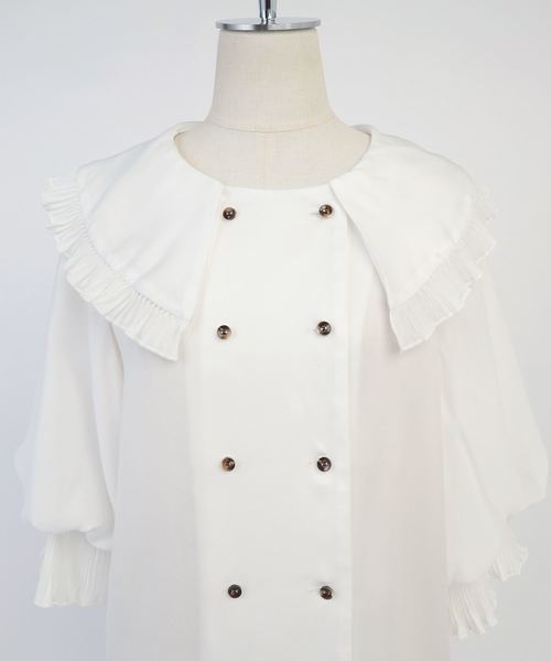 one after another NICE CLAUP（ワンアフターアナザーナイスクラップ）の「衿フリルダブルボタンブラウス（シャツ/ブラウス・レディース・オフホワイト/ピンクベージュ/ワインレッド・FREE）」の18枚目の写真