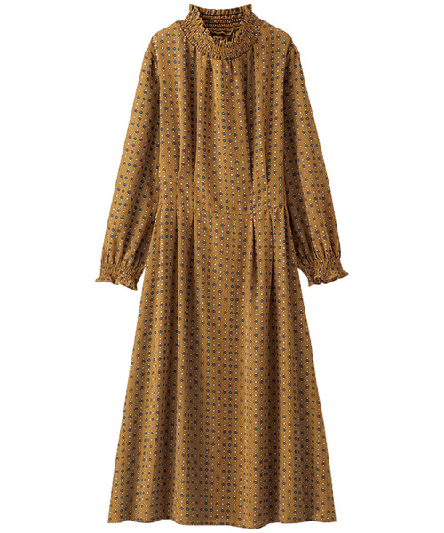 BELLUNA(ベルーナ)の「シャーリング使いプリントワンピース(ワンピース・レディース・アニマル/ネイビー/マスタード・LARGE/X-LARGE/MEDIUM)」の11枚目の写真