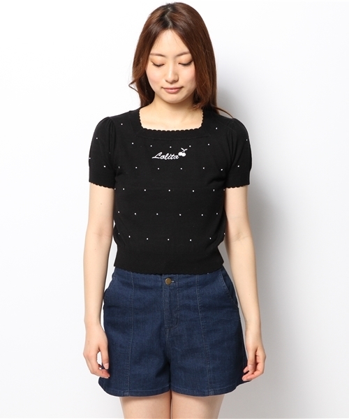 one after another NICE CLAUP(ワンアフターアナザーナイスクラップ)の「【ナイスクラップ】Lolitaプルオーバー(ニット/セーター・レディース・レッド/ブラック/ホワイト・FREE)」の11枚目の写真