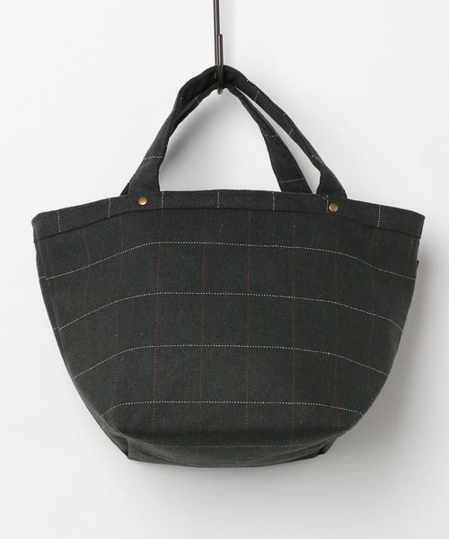 MAKE UP(メイクアップ)の「〈MAKE UP/メイクアップ〉チェックトートバッグ(トートバッグ)」|ダークグリーン