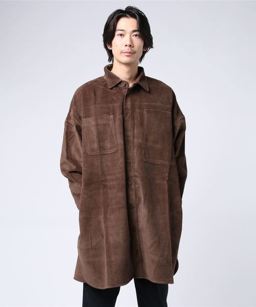 whideout.(ファイドアウト)の「CO LONG コーデュロイ シャツジャケット|whideout.(ファイドアウト)(その他トップス・メンズ・ネイビー/ブラウン/アイボリー・2/3)」の1枚目の写真
